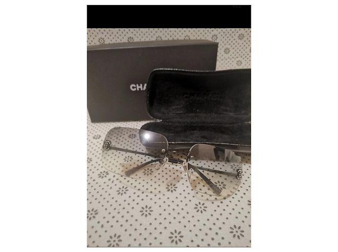 Gafas de sol Chanel con Strass Negras Negro Plata Gris antracita - vista 8