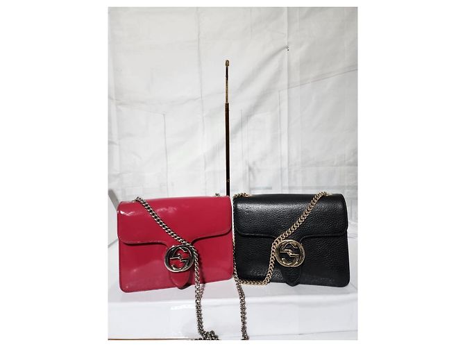 Gucci Bolsa de ombro em couro de bezerro patente com G entrelaçado em rosa petúnia - vista 10