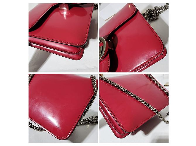 Gucci Bolsa de ombro em couro de bezerro patente com G entrelaçado em rosa petúnia - vista 14