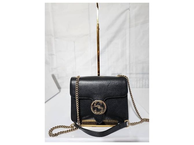 Borsa a spalla in pelle di vitello nera Interlocking G di GUCCI Blu - vista 6