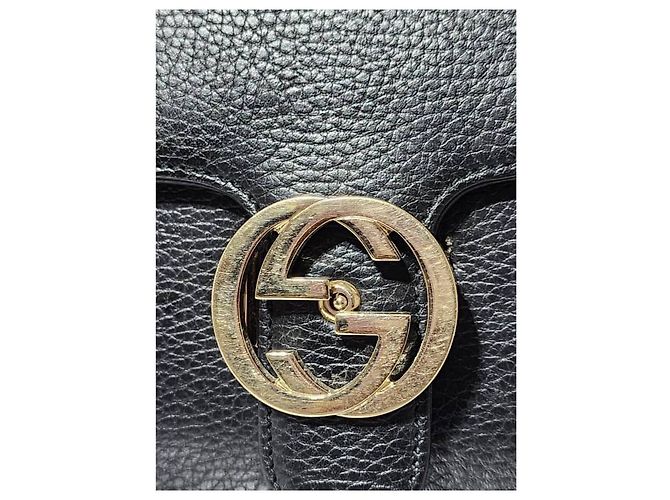 Borsa a spalla in pelle di vitello nera Interlocking G di GUCCI Blu - vista 7