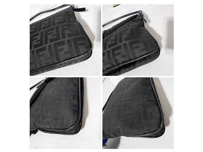 Fendi Zucchino Mama Double Flap Baguette Nero - vista 10