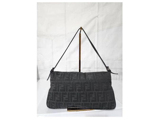 Fendi Zucchino Mama Double Flap Baguette Nero - vista 4
