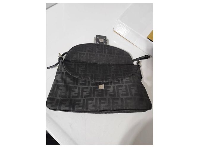 Fendi Zucchino Mama Double Flap Baguette Nero - vista 6