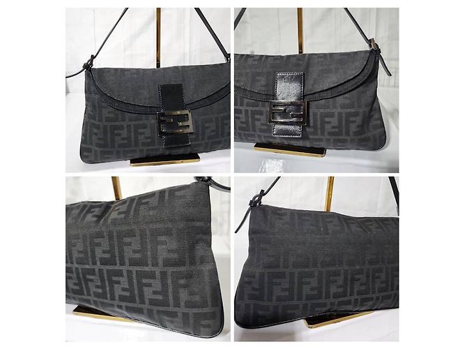 Fendi Zucchino Mama Double Flap Baguette Nero - vista 9