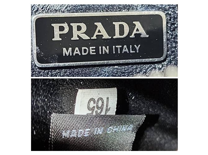 PRADA Mini Borsa a Spalla in Pelle Verniciata Nera Blu - vista 8