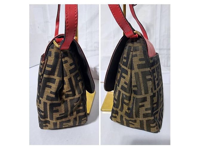 Borsa a tracolla FENDI Zucca Vitello Elite piccola in Ecstasy rosa/marrone - vista 11