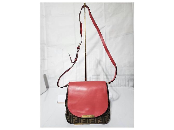 Borsa a tracolla FENDI Zucca Vitello Elite piccola in Ecstasy rosa/marrone - vista 12