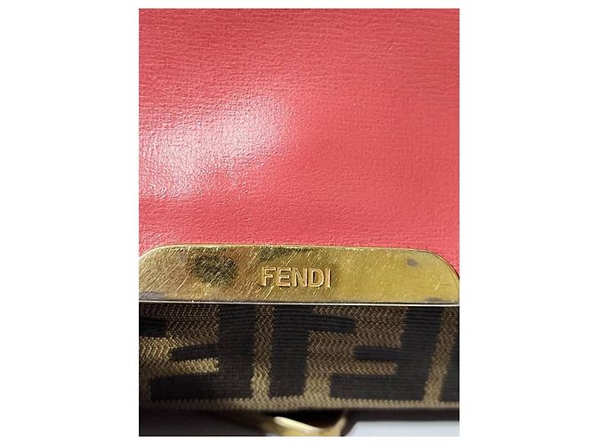 Borsa a tracolla FENDI Zucca Vitello Elite piccola in Ecstasy rosa/marrone - vista 13