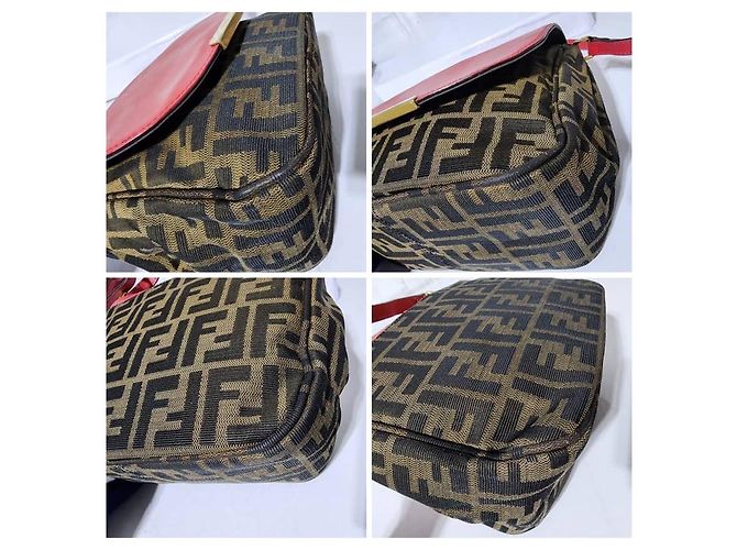 Borsa a tracolla FENDI Zucca Vitello Elite piccola in Ecstasy rosa/marrone - vista 15