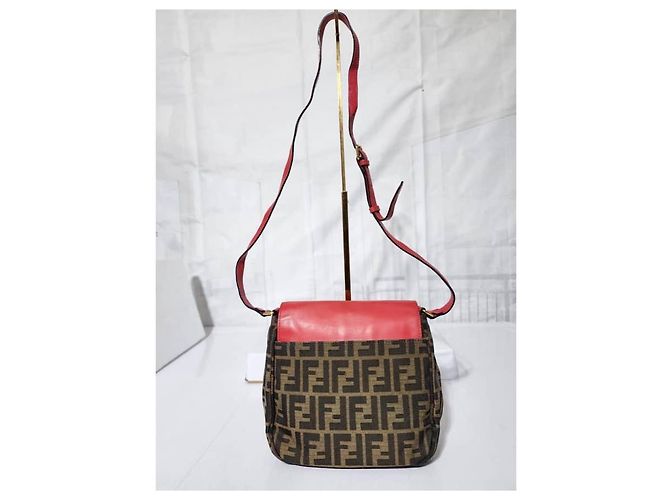 Borsa a tracolla FENDI Zucca Vitello Elite piccola in Ecstasy rosa/marrone - vista 4