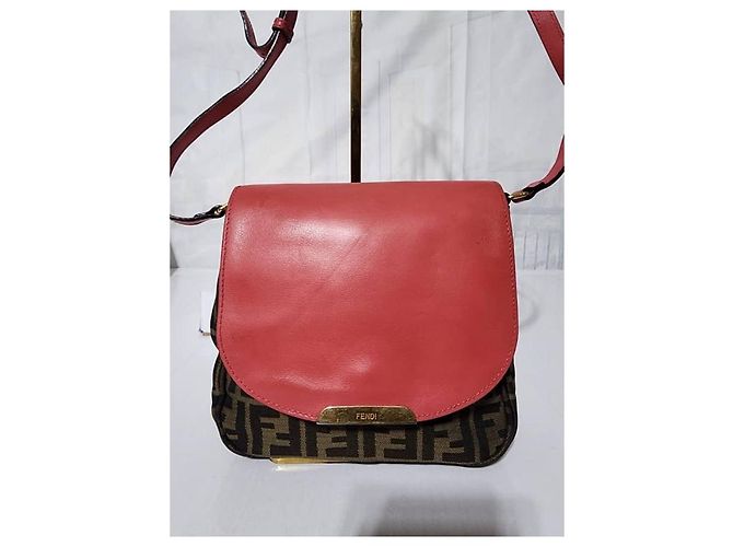 Borsa a tracolla FENDI Zucca Vitello Elite piccola in Ecstasy rosa/marrone - vista 5