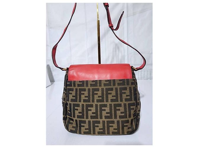 Borsa a tracolla FENDI Zucca Vitello Elite piccola in Ecstasy rosa/marrone - vista 6