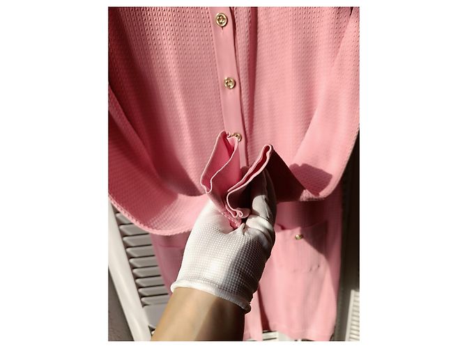 Vestido de algodón y seda rosa con logo CC de Chanel & Karl Lagerfeld 2011 - vista 13