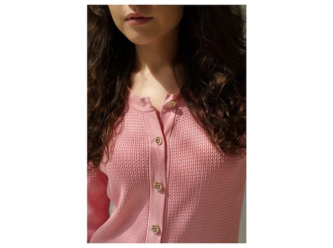Vestido de algodón y seda rosa con logo CC de Chanel & Karl Lagerfeld 2011 - vista 4
