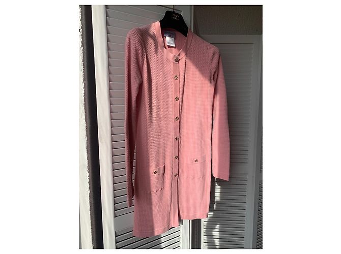 Vestido de algodón y seda rosa con logo CC de Chanel & Karl Lagerfeld 2011 - vista 9