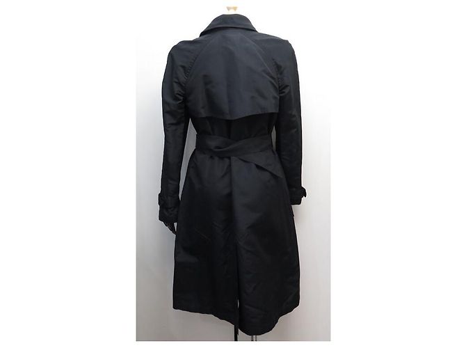 NUEVO ABRIGO CHANEL IMPERMEABLE LARGO TAMAÑO 36 SEDA NEGRA TRENCH COAT Negro - vista 3