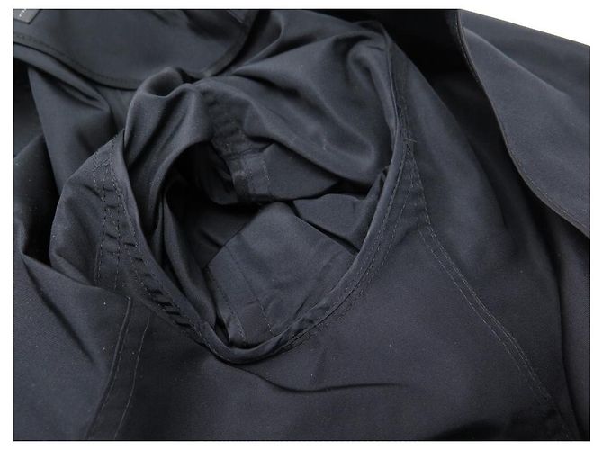 NUEVO ABRIGO CHANEL IMPERMEABLE LARGO TAMAÑO 36 SEDA NEGRA TRENCH COAT Negro - vista 8