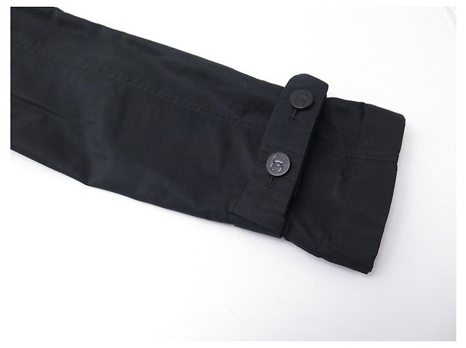 NUEVO ABRIGO CHANEL IMPERMEABLE LARGO TAMAÑO 36 SEDA NEGRA TRENCH COAT Negro - vista 9