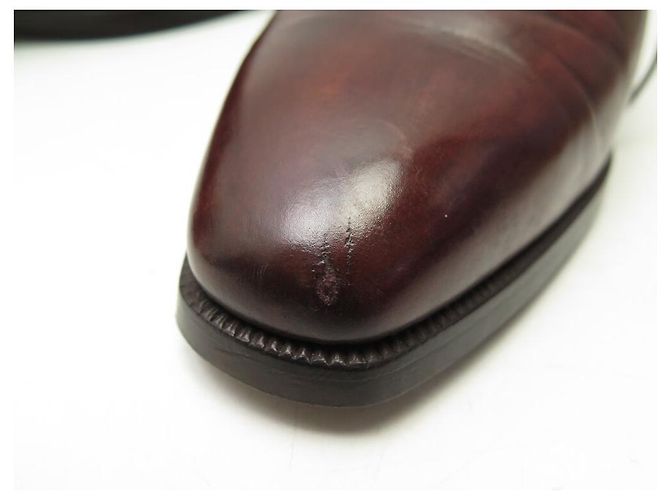 BERLUTI OLGA 349 ONE CUT RICHELIEU IN CUOIO PATINATO 9 43 SCARPE Bordò - vista 10