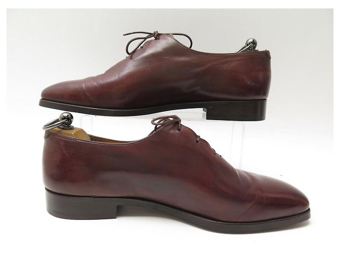 BERLUTI OLGA 349 ONE CUT RICHELIEU IN CUOIO PATINATO 9 43 SCARPE Bordò - vista 2