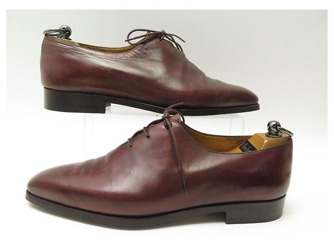 BERLUTI OLGA 349 ONE CUT RICHELIEU IN CUOIO PATINATO 9 43 SCARPE Bordò - vista 3