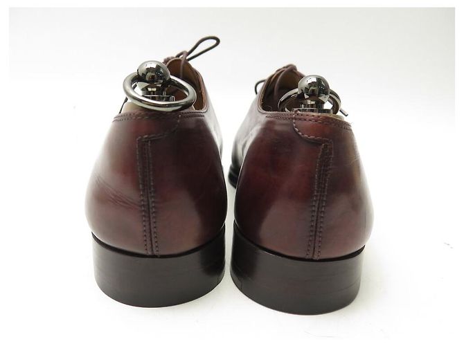 BERLUTI OLGA 349 ONE CUT RICHELIEU IN CUOIO PATINATO 9 43 SCARPE Bordò - vista 5