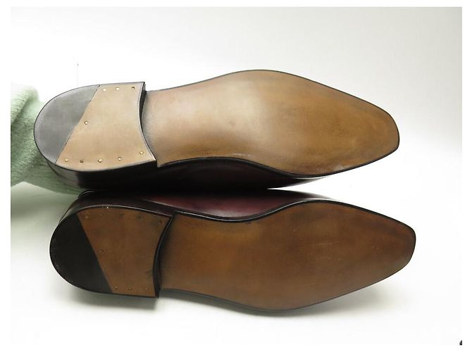 BERLUTI OLGA 349 ONE CUT RICHELIEU IN CUOIO PATINATO 9 43 SCARPE Bordò - vista 6