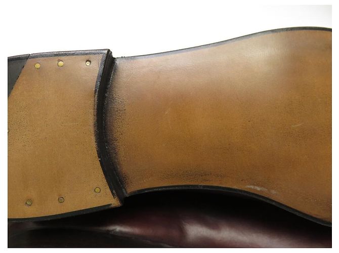 BERLUTI OLGA 349 ONE CUT RICHELIEU IN CUOIO PATINATO 9 43 SCARPE Bordò - vista 7