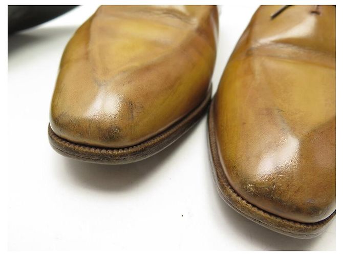 BERLUTI OLGA 6 OCCHIELLI OXFORD 9 43 IN CUOIO MIELE CAMMELLO - vista 10