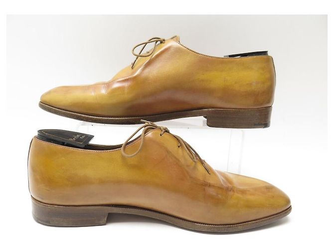 BERLUTI OLGA 6 OCCHIELLI OXFORD 9 43 IN CUOIO MIELE CAMMELLO - vista 2