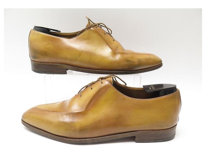BERLUTI OLGA 6 OCCHIELLI OXFORD 9 43 IN CUOIO MIELE CAMMELLO - vista 3