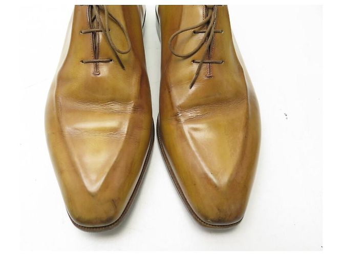 BERLUTI OLGA 6 OCCHIELLI OXFORD 9 43 IN CUOIO MIELE CAMMELLO - vista 4