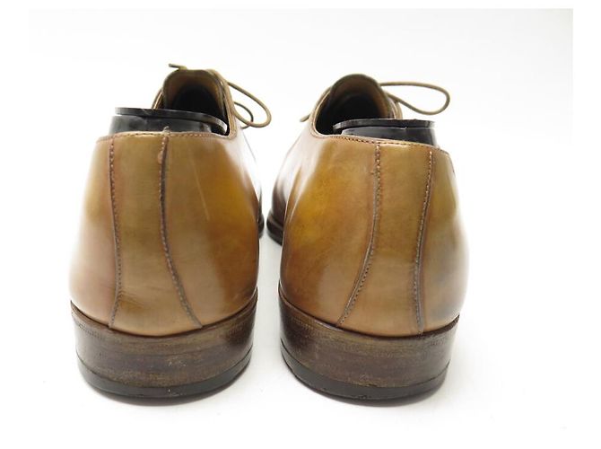 BERLUTI OLGA 6 OCCHIELLI OXFORD 9 43 IN CUOIO MIELE CAMMELLO - vista 5