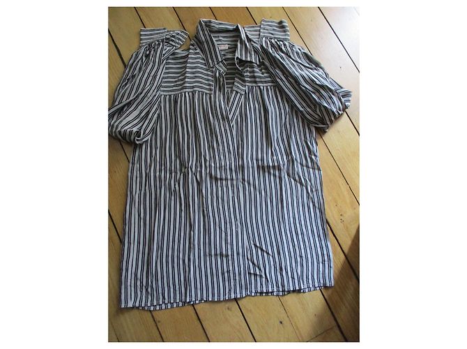 Camicia Yves Saint Laurent in seta a righe grigia Grigio - vista 4