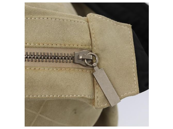 CHANEL Bolsa de Hombro Matelassé Suede nylon Beige Negro Plata CC Auth bs16824 - vista 10