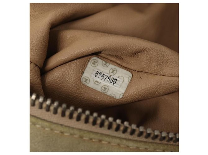 CHANEL Bolsa de Hombro Matelassé Suede nylon Beige Negro Plata CC Auth bs16824 - vista 12
