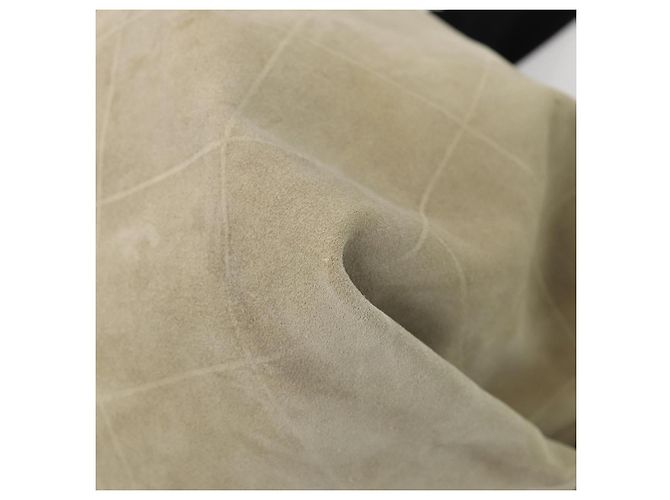 CHANEL Bolsa de Hombro Matelassé Suede nylon Beige Negro Plata CC Auth bs16824 - vista 14