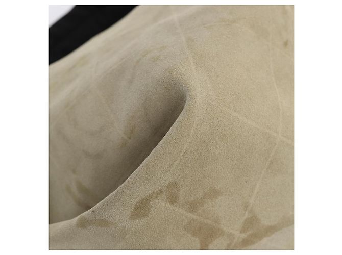 CHANEL Bolsa de Hombro Matelassé Suede nylon Beige Negro Plata CC Auth bs16824 - vista 15