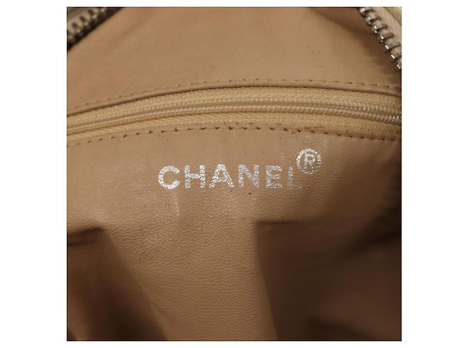 CHANEL Bolsa de Hombro Matelassé Suede nylon Beige Negro Plata CC Auth bs16824 - vista 17