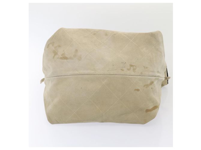 CHANEL Bolsa de Hombro Matelassé Suede nylon Beige Negro Plata CC Auth bs16824 - vista 5