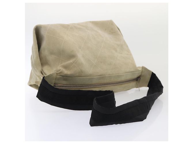 CHANEL Bolsa de Hombro Matelassé Suede nylon Beige Negro Plata CC Auth bs16824 - vista 7
