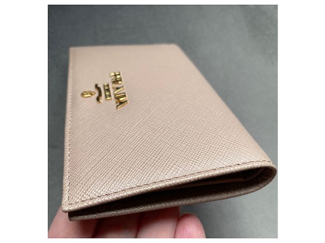 Prada Saffiano Leder Geldbörse Beige - Ansicht 4