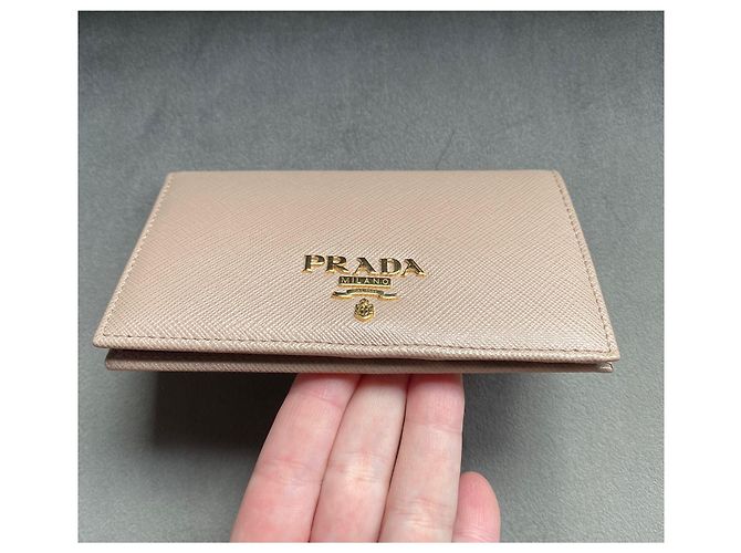 Prada Saffiano Leder Geldbörse Beige - Ansicht 5