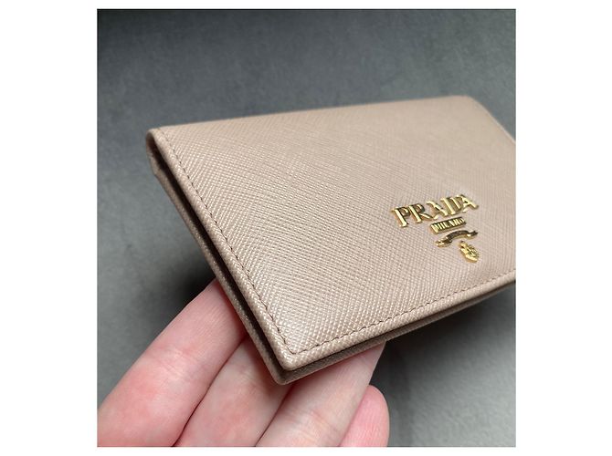 Prada Saffiano Leder Geldbörse Beige - Ansicht 6