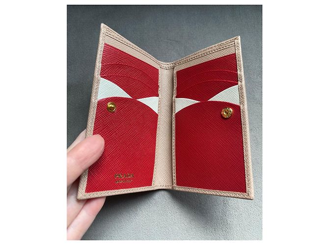 Prada Saffiano Leder Geldbörse Beige - Ansicht 8