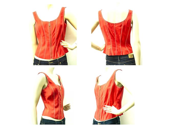 Blazer vintage Escada e bustino in arancione brillante - SZ36 / 34 Rosso - vista 16