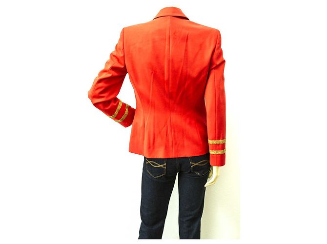 Blazer vintage Escada e bustino in arancione brillante - SZ36 / 34 Rosso - vista 18