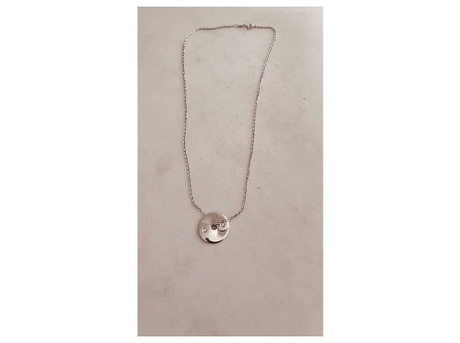 Collana con pendente Dinh Van Pi in oro bianco e diamanti Argento - vista 2