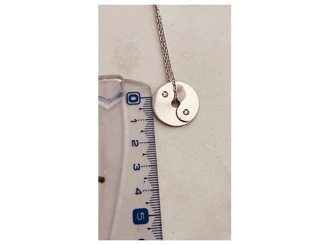 Collana con pendente Dinh Van Pi in oro bianco e diamanti Argento - vista 4